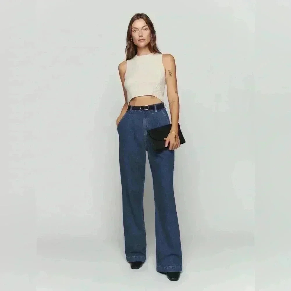 Reformation Montauk Pleated High Rise Jeans color June size 30